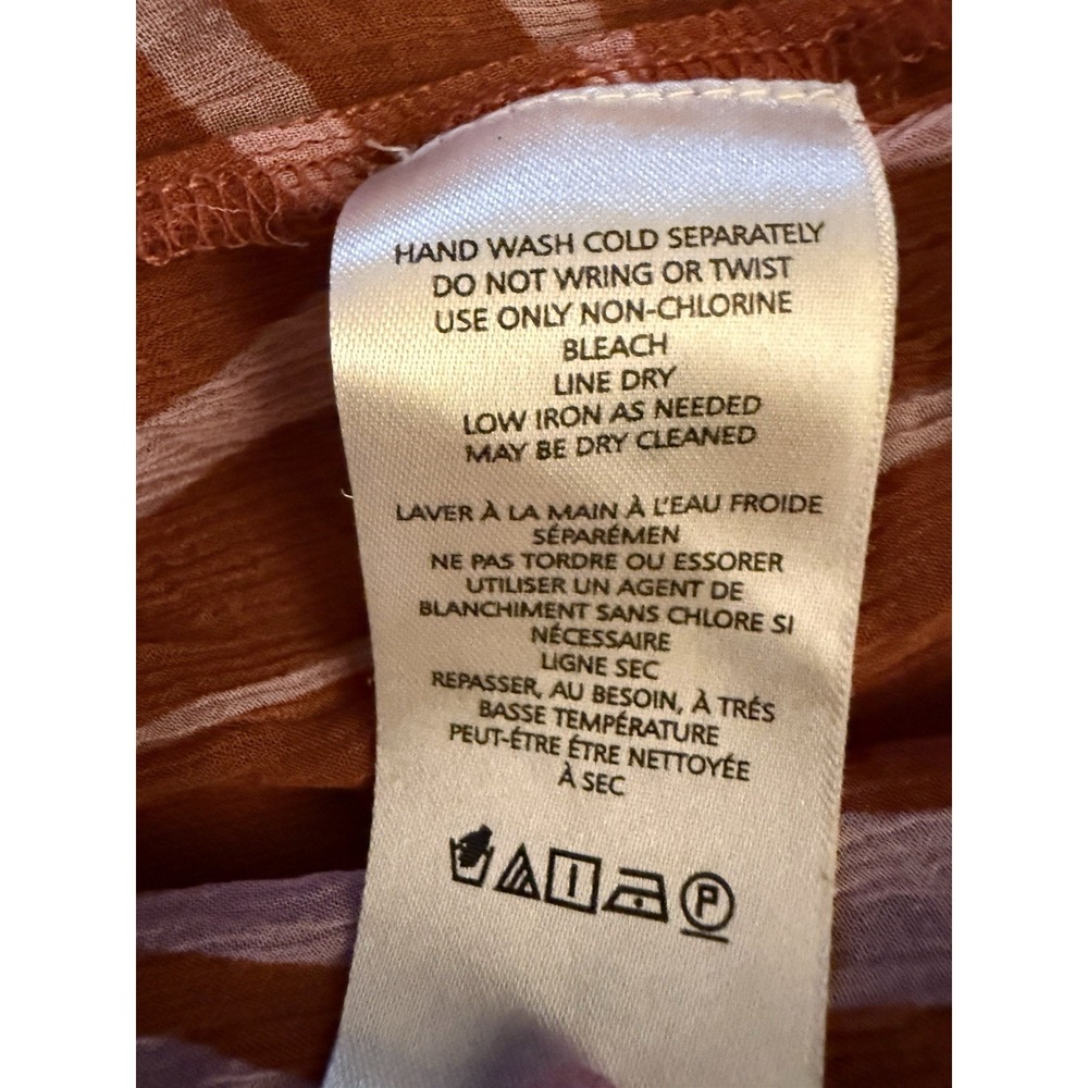 Anthropologie Maxi Dress Women 3X Terracotta Pink Abstract Floral Sheer Boho - Picture 7 of 8